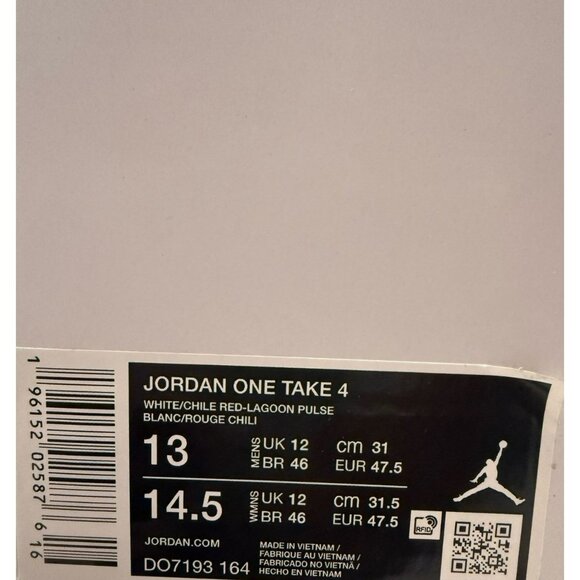13 MEN'S NIKE JORDAN 1 ONE TAKE 4 WHITE BLUE DO7193-164 BASKETBALL SNEAKERS - Picture 9 of 9
